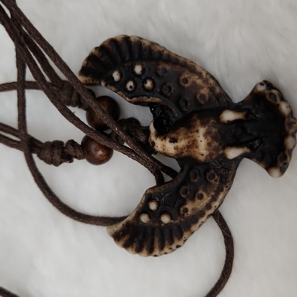 Wooden Eagle Necklace With Rope Chain